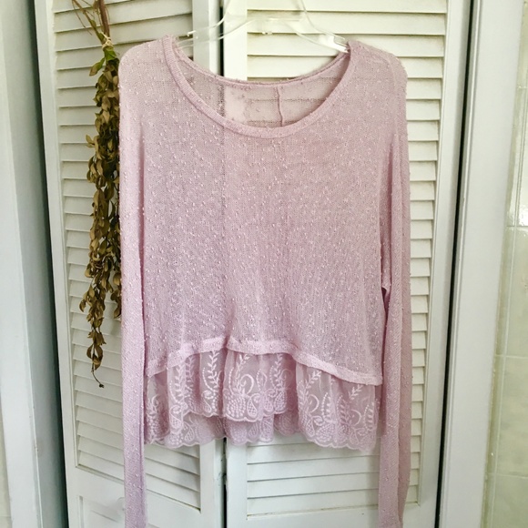 Oversized/Draping Loose Knit Sheer Lilac Sweater - Picture 7 of 8